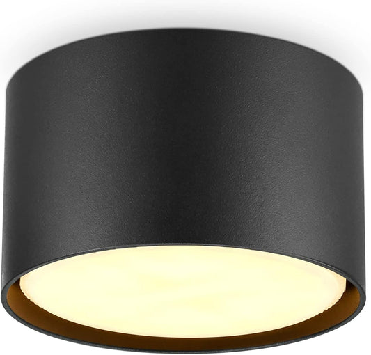 Faretti LED Soffitto 6W 560LM Faretti Da Soffitto 3000K Bianco Caldo Plafoniera Led Soffitto Ø84X50Mm Lampada Da Soffitto in Alluminio per Salone Corridoio Cucina Salotto, Nero