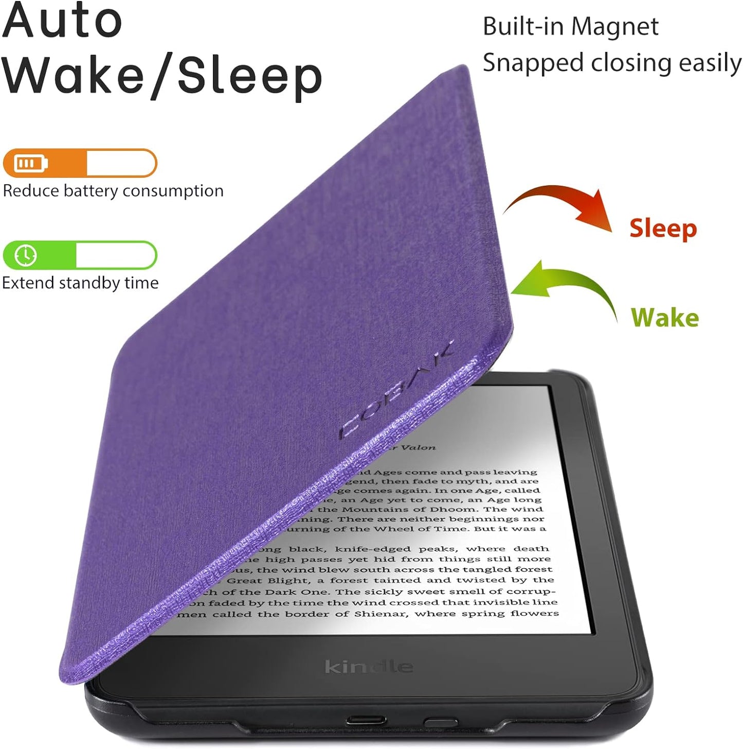 Custodia per Amazon Kindle - Compatibile Con I Dispositivi Di 11ª Generazione (Modello 2022), Cover Protettiva Sottile, Cover Con Chiusura Magnetica Auto Sveglia/Sonno Funzione, Viola