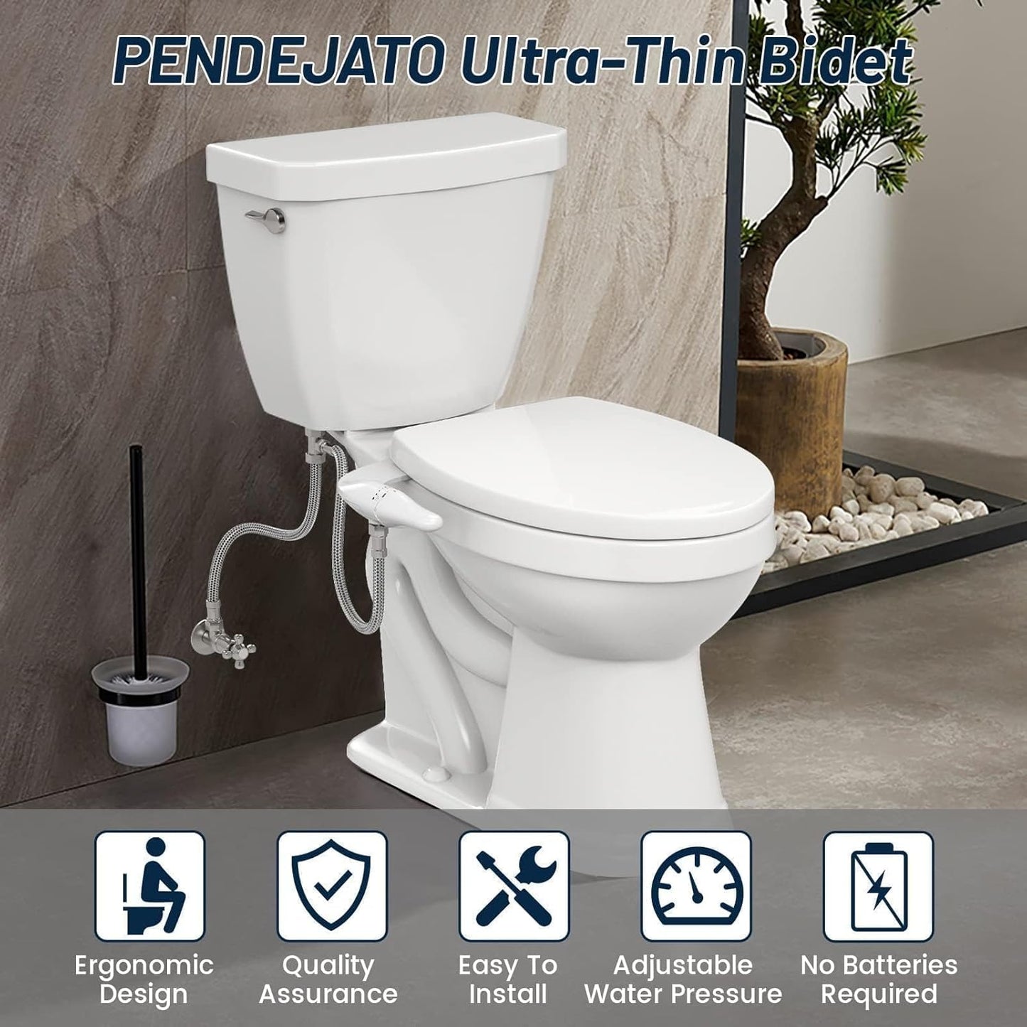 Inserto per Bidet Ultra Sottile per WC, Design Anti-Intasamento, Asta Girevole, Impugnatura Ergonomica per Pressione Dell'Acqua Regolabile, Ingresso in Ottone E Kit Di Collegamento In