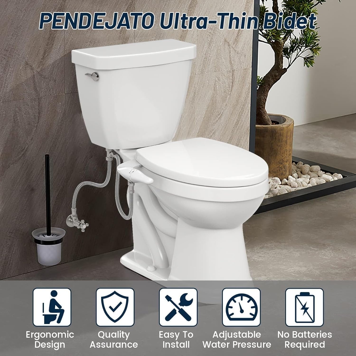 Inserto per Bidet Ultra Sottile per WC, Design Anti-Intasamento, Asta Girevole, Impugnatura Ergonomica per Pressione Dell'Acqua Regolabile, Ingresso in Ottone E Kit Di Collegamento In
