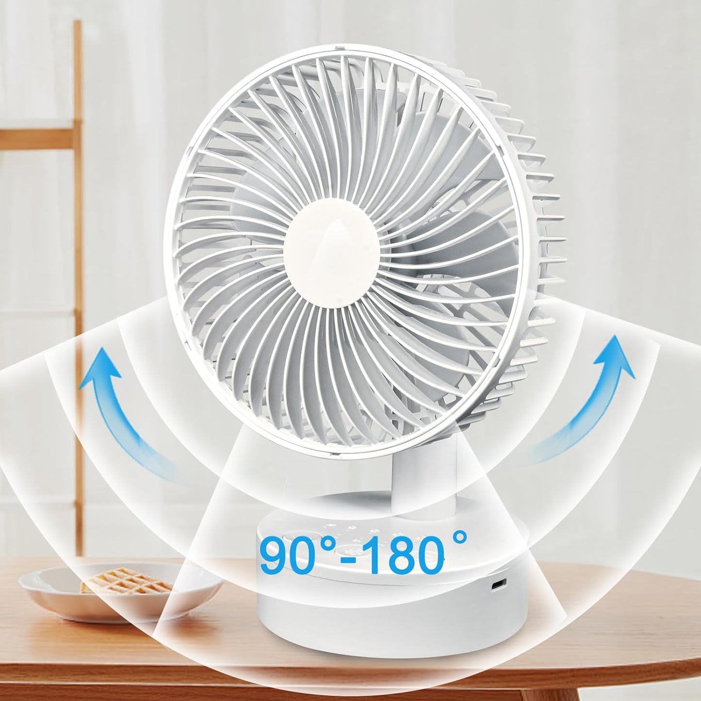 Ventilatore Da Scrivania USB, Oscillazione Automatica, Quattro Livelli Di Velocità Del Vento, Funzione Timer, Funzione Di Oscillazione Verso L'Alto, Il Basso, a Sinistra E a Destra