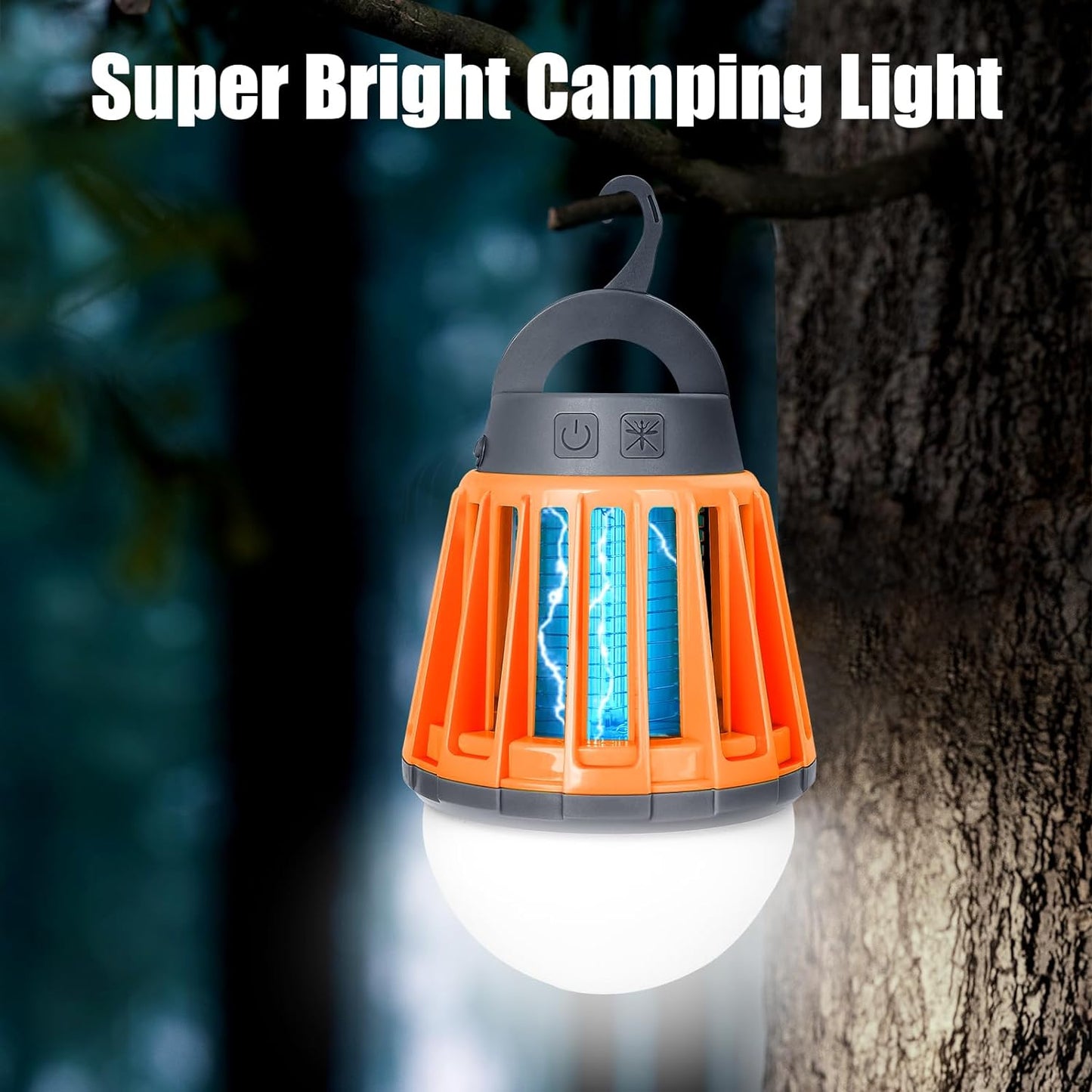 Lampada Antizanzare Elettrico, Lampada Campeggio 2-In-1, Autonomia Di 20 Ore Ricaricabile via USB Impermeabile IPX6 Leggera E Portatile per Campeggio Giardino Tende Emergenza