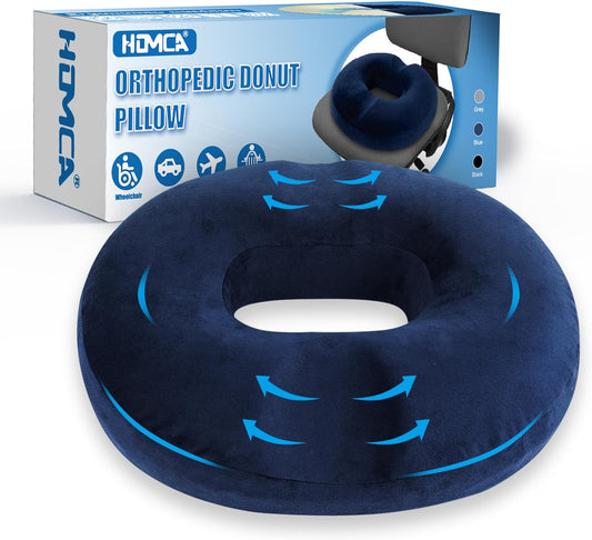 Cuscino Sedia Ergonomico in Memory Foam, Cuscino Ciambelle Antiscivolo Cuscino Coccige Cuscini Ortopedico Seduta per Auto, Ufficio, Fodera Lavabile, 45X40X9Cm