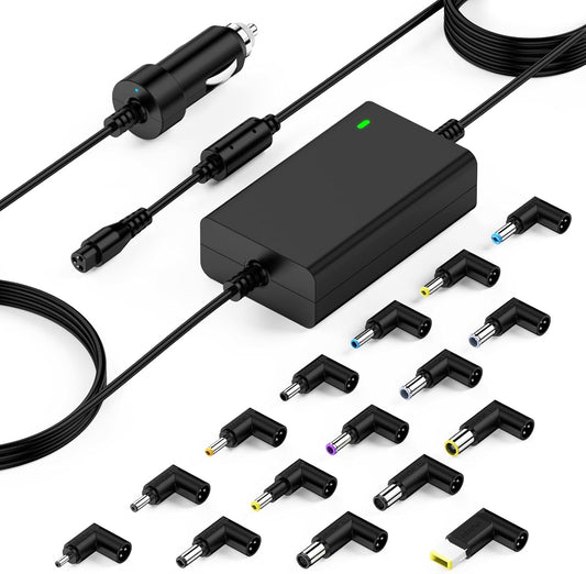 90W Caricabatterie Auto Universale Laptop per HP Pavilion Probook Elitebook Compaq,Acer Spin, Dell ASUS Ideapad Thinkpad To-Shiba Gateway Samsung,12-24V Caricatore Da Auto Ultrabook Notebook