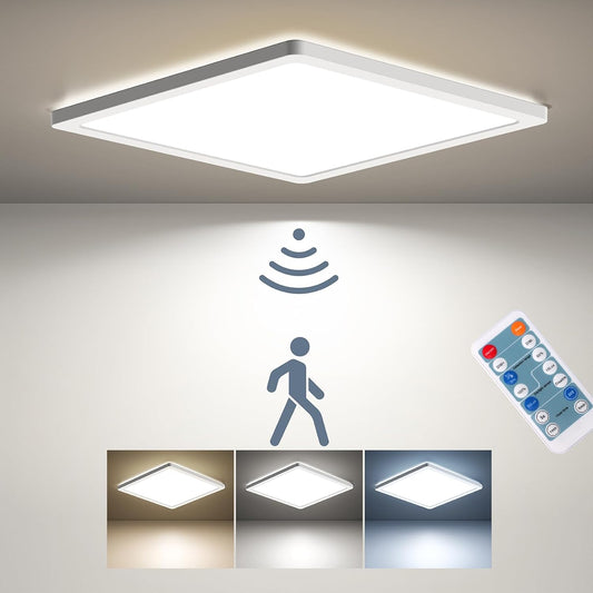 LED Plafoniera Con Rilevatore Di Movimento Radar, 24W Con Telecomando, Sensore Di Movimento a Pannello, Dimmerabile per Bagno, Corridoio, Scale, Toilette, Garage, Cantina, Balcone 30Cm