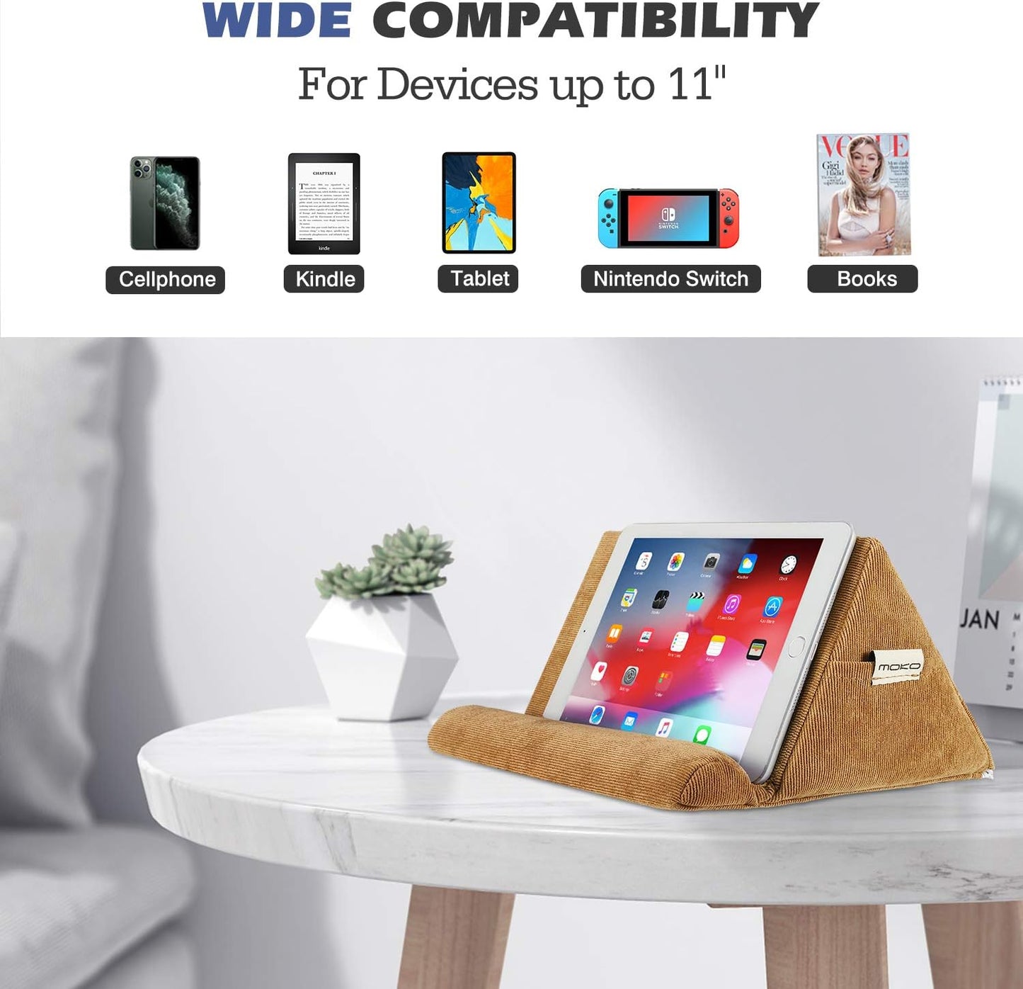 Supporto Tablet Universale in Spugna Compatibile Con Galaxy Tab S9/S9+, Ipad 10,2 10A 2022/Air 5 10,9, Microsoft Surface PRO Fino a 11", Accessori Tablet, Supporto per Tablet, Blu Marino