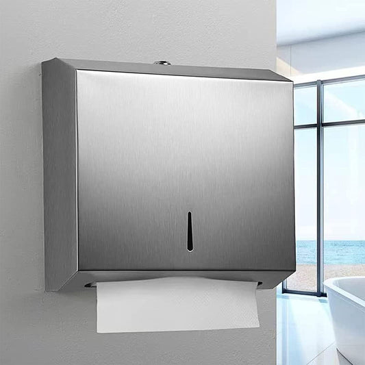 Dispenser Asciugamani Di Carta in Acciaio Inossidabile, Dispenser Carta Asciugamani Da Parete, Design Di Bloccaggio, Può Contenere 250 a 400 Asciugamani Di Carta