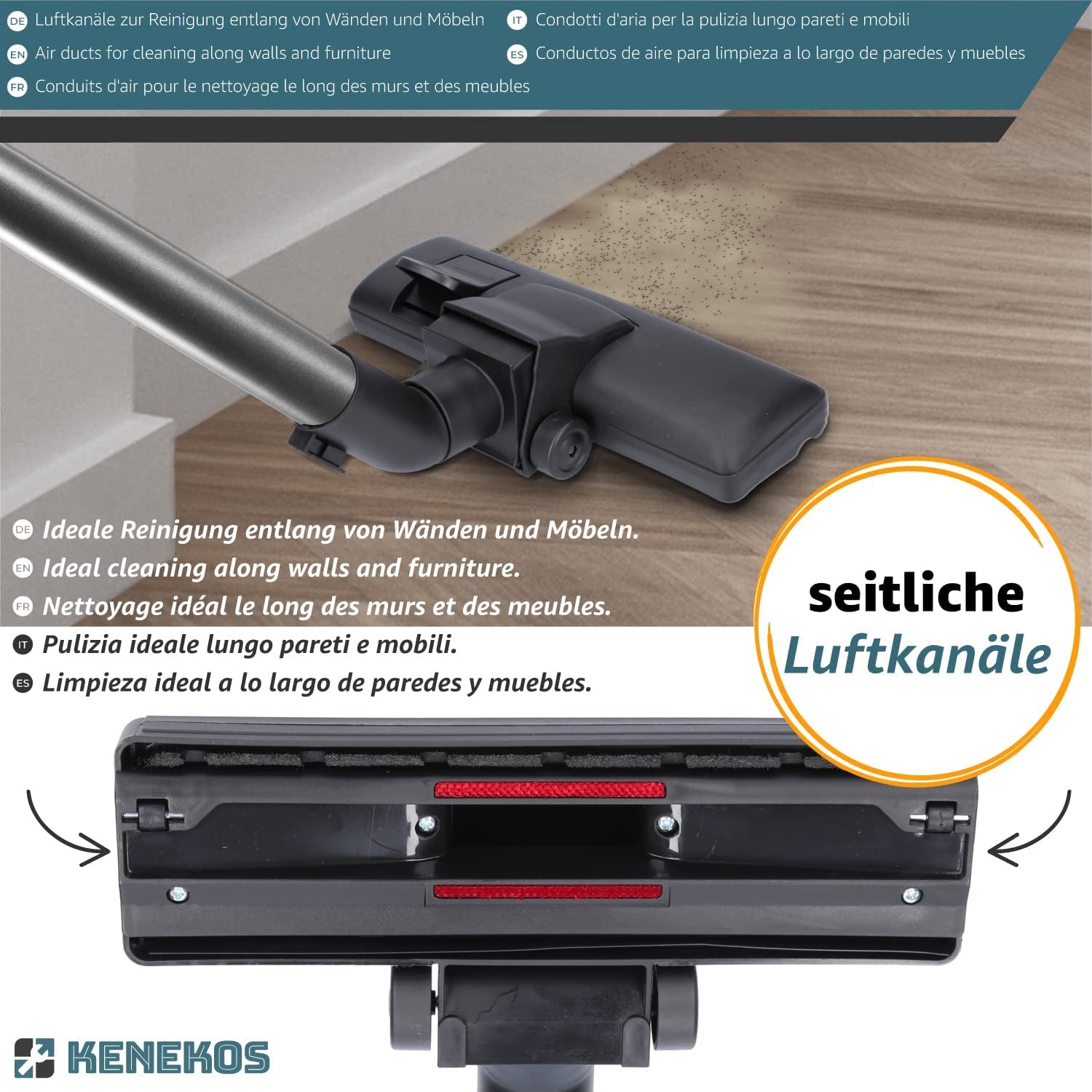 - Bocchetta per Aspirapolvere 35/32 Mm, Bocchetta Universale per Pavimenti Con 2 Rulli, Alzafilo E Spazzola, Incl. Adattatore Di Collegamento, Compatibile Con Miele, Aeg,Siemens,Bosch,Kärcher