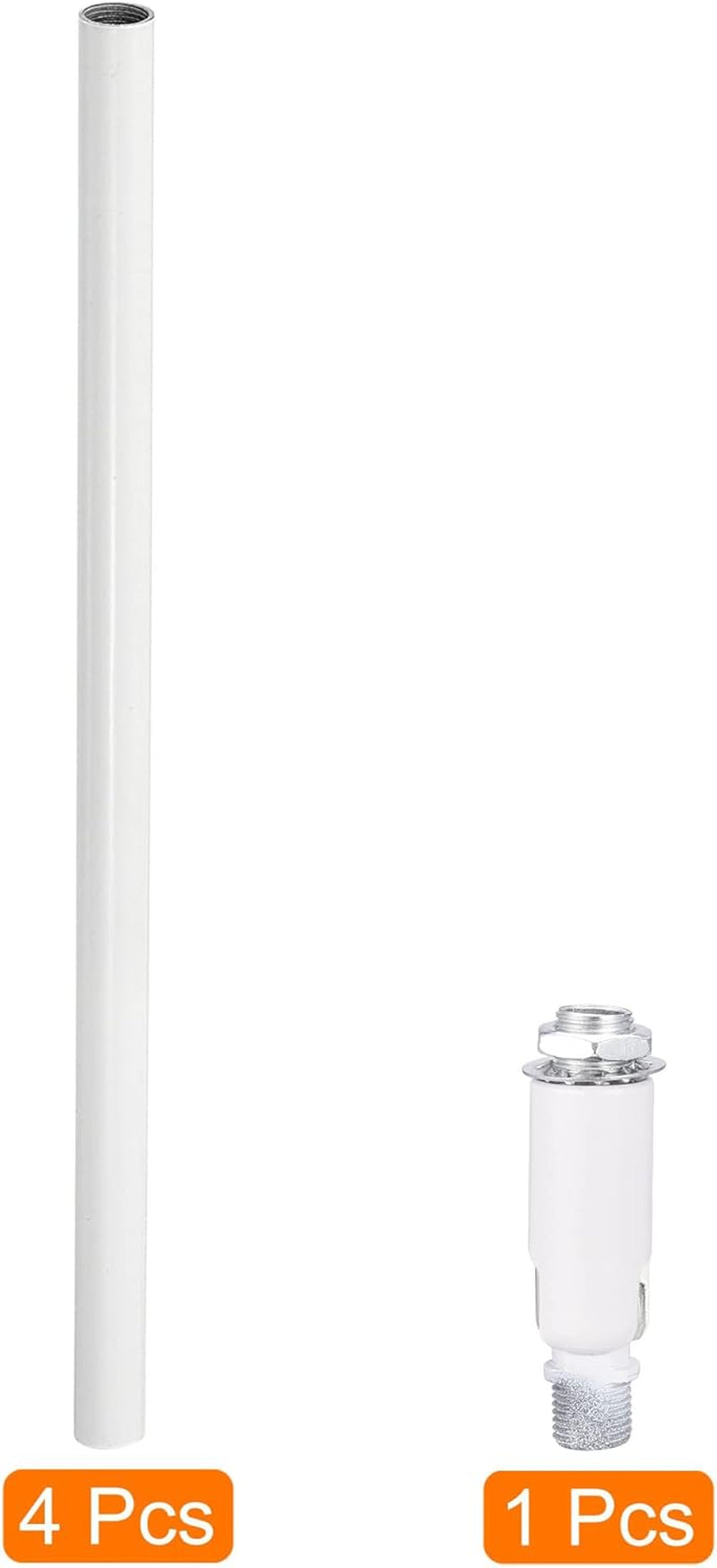 Set di aste di prolunga con dado di raccordo M10 11,8" con adattatore per soffitto bianco