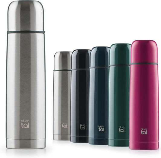 Termos Caffè in Acciaio Inox Doppia Parete, Borraccia Termica per Bevande Calde E Fredde, Tappo Quick-Press, 1000Ml, Acciaio