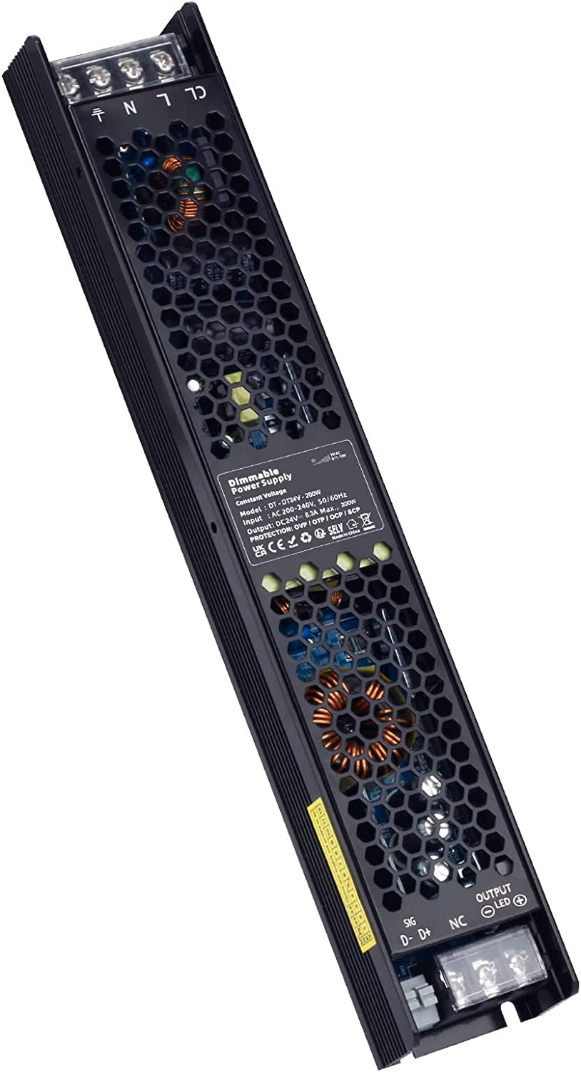 Alimentatore LED 24V Dimmerabile 200W Trasformatore 220 24V 8.3A, Tensione Costante AC a DC Driver, TRIAC & 0/1-10V, Bassa Tensione Switching Adattatore PSU per Strisce LED E Lampadine LED