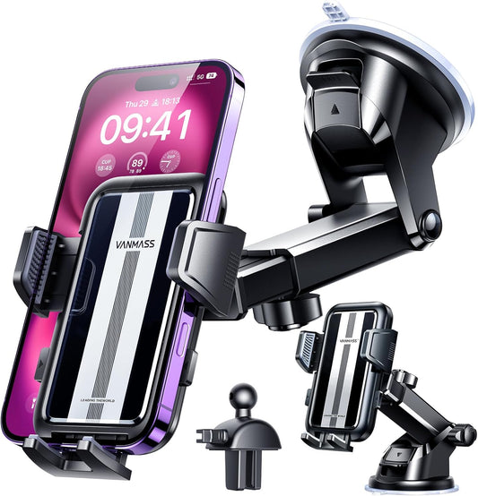 Porta Cellulare Auto,【2023 Versione Finale】Ventosa Universale Supporto Telefono Auto,【Grado Militare】Installato Sul Cruscotto Parabrezza Applicare Iphone 14 13 Pro Max Samsung Galaxy,Argentato