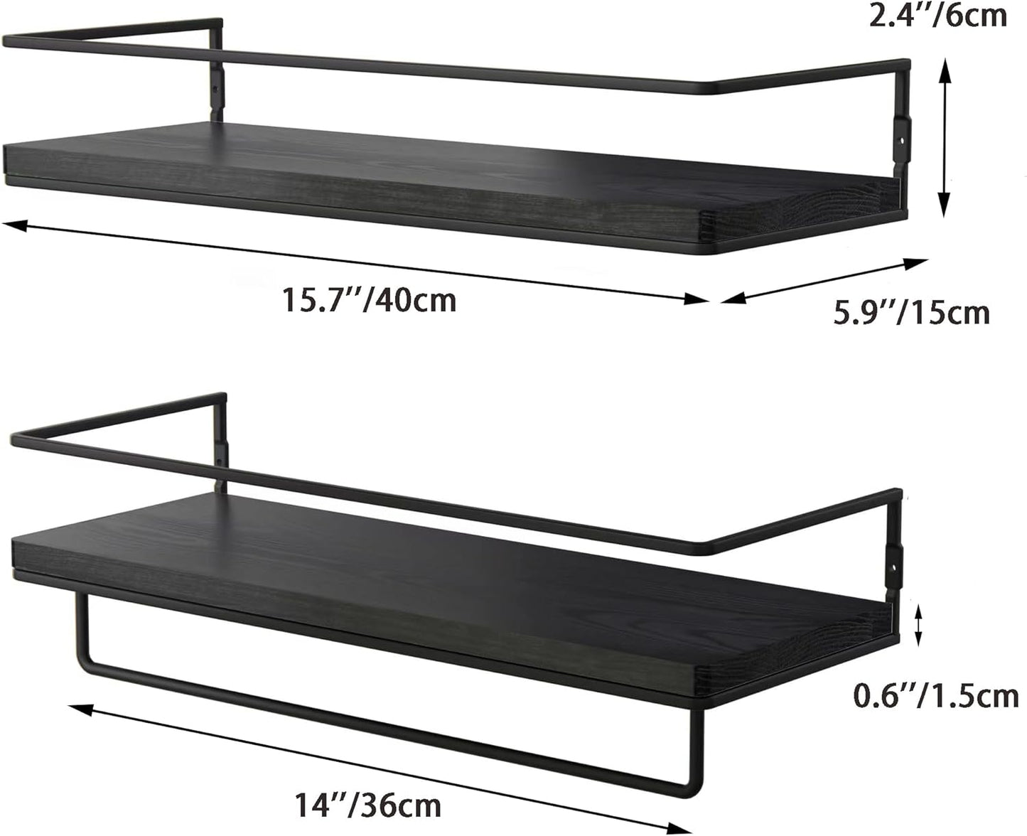 Set Di 2 Scaffali Da Parete, Con Portasciugamani, in Legno, per Cucina, Bagno, Camera Da Letto, Soggiorno, Lavanderia, Ecc., 40 Cm