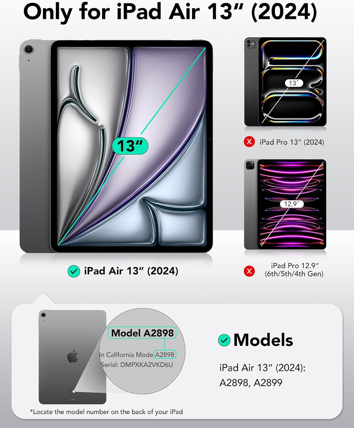 Cover per Ipad Air 13 Pollici M2 2024, Custodia Magnetica Rimovibile, Supporto per Pencil Pro/Pencil USB-C, Supporto Verticale E Orizzontale, Auto Attivazione/Standby, Serie Rebound 360, Blu