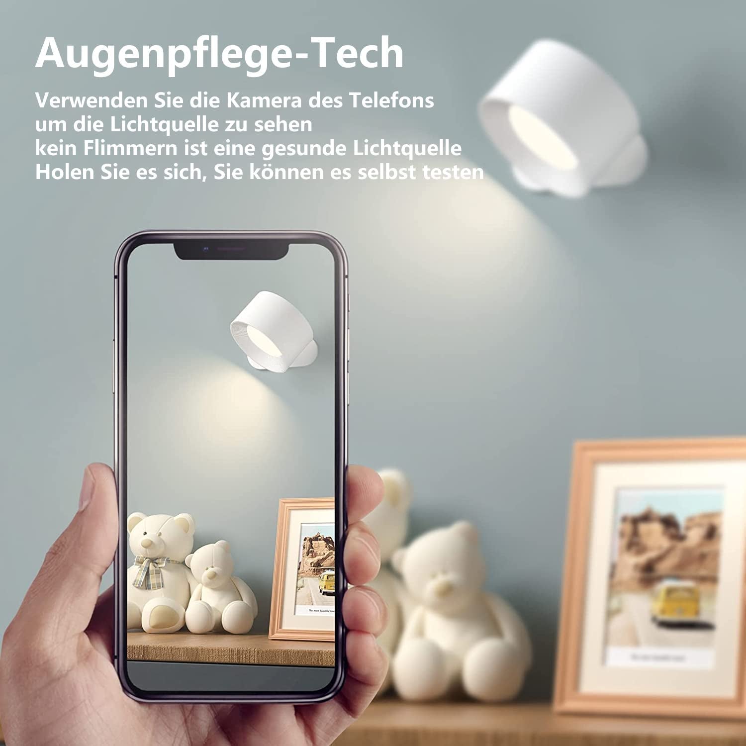 - Lampada Da Parete a LED per Interni, Con Batteria, 1 Pezzo, Controllo Touch, 3 Livelli Di Luminosità, Girevole a 360°, per Soggiorno, Camera Da Letto, Scale, Corridoio, Lampada Wireless