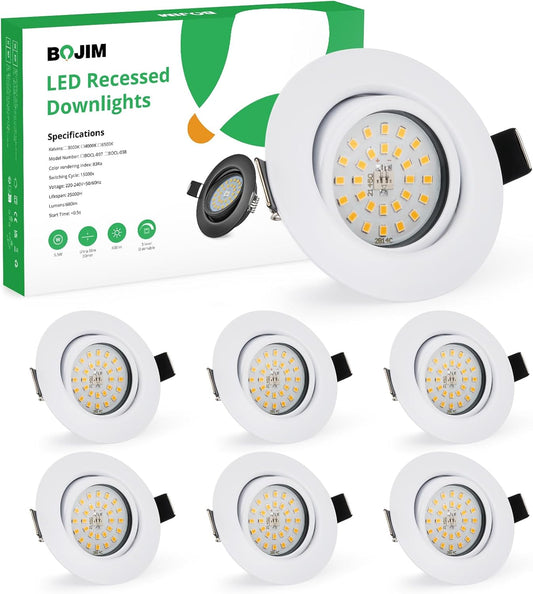 Faretti Led Da Incasso per Cartongesso Dimmerabili, 6X 5.5W Luci Da Incasso Luce Bianco Calda 3000K 600LM, Faretto Led Incasso Orientabili Ultrasottili 30Mm, Faretti Led Interno 83Ra per Cucina