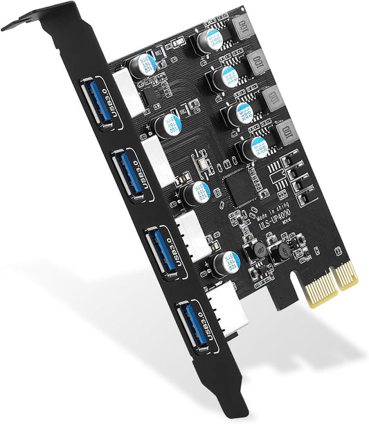 Scheda USB 3.0 4 Porte 5 Gbps, Pcie USB 3.2 (USB 3.1) Gen1 Espansione Scheda per Desktop PC Windows Xp/Vista 7/8/8.1 MAC OS 10.8.2 Above