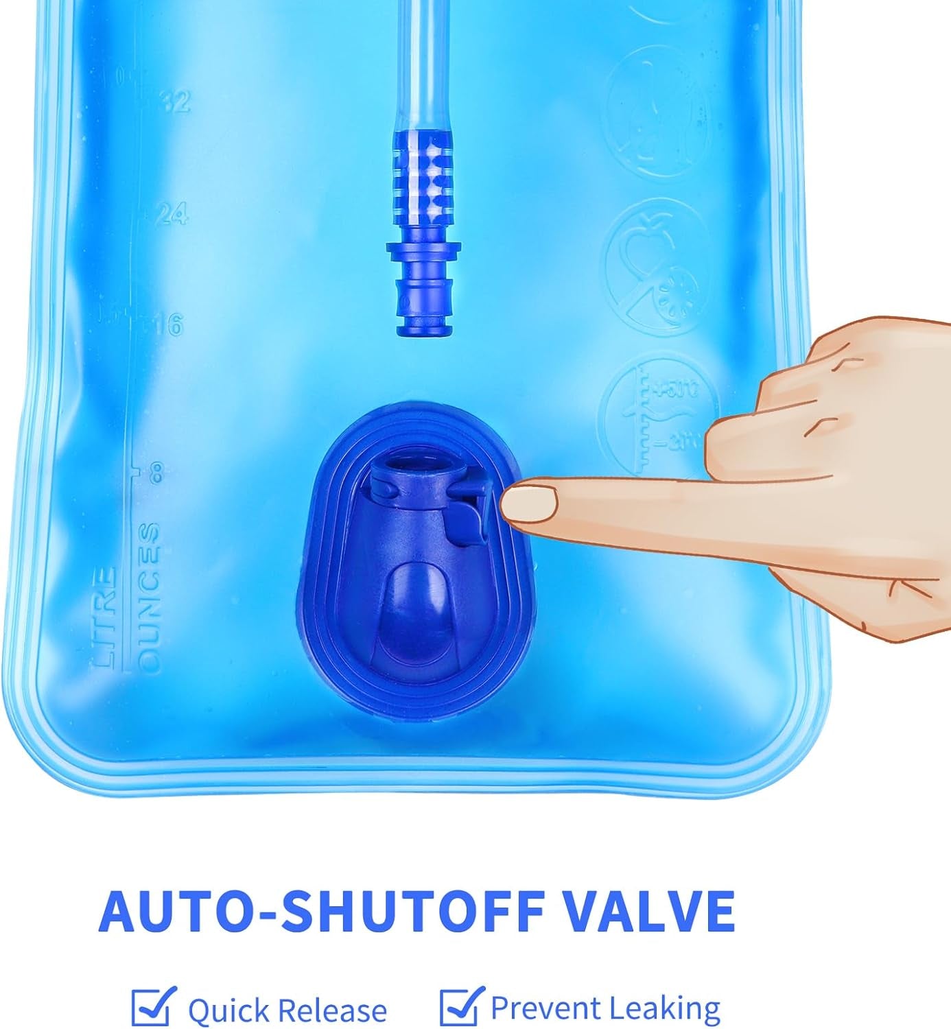 - Sacca Di Idratazione Da 2 Litri, Serbatoio per Acqua, a Prova Di Perdite, Ricambio Con Tubo Isolante a Sgancio Rapido E Valvola Di Spegnimento Automatico per Arrampicata, Ciclismo E Corsa
