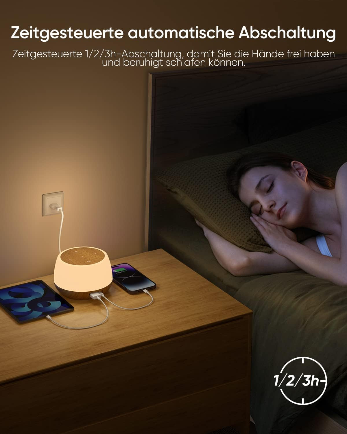 Lampada Da Comodino Touch Dimmerabile Con Funzione Di Ricarica Da 20 W, Lampade Da Tavolo a LED Con 2 Porte Di Ricarica USB, 9 Colori, 3 Modalità, Luce Notturna per Bambini, Dimmerabile, Con Timer E