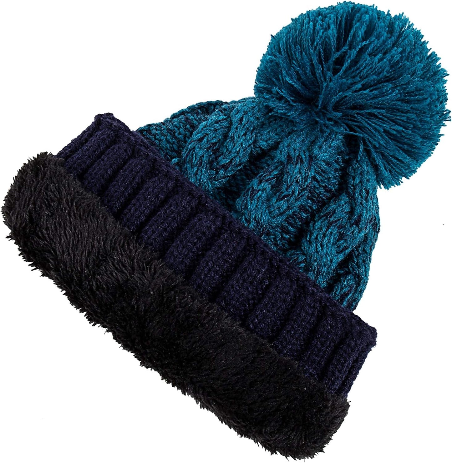 Cappello Invernale Da Donna Con Pom Pom Beanie Caldo Foderato in Pile Spesso Slouchy Snow Knit Chunky Baggy Skull Berretto Da Sci