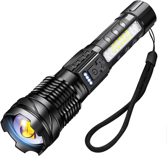A76 Torcia LED Potente Professionale, Ricaricabile Torcia Militare Alta Potenza 20000 Lumen - 7 Modalità Torce, USB C Flashlight per Campeggio Trekking Emergenza