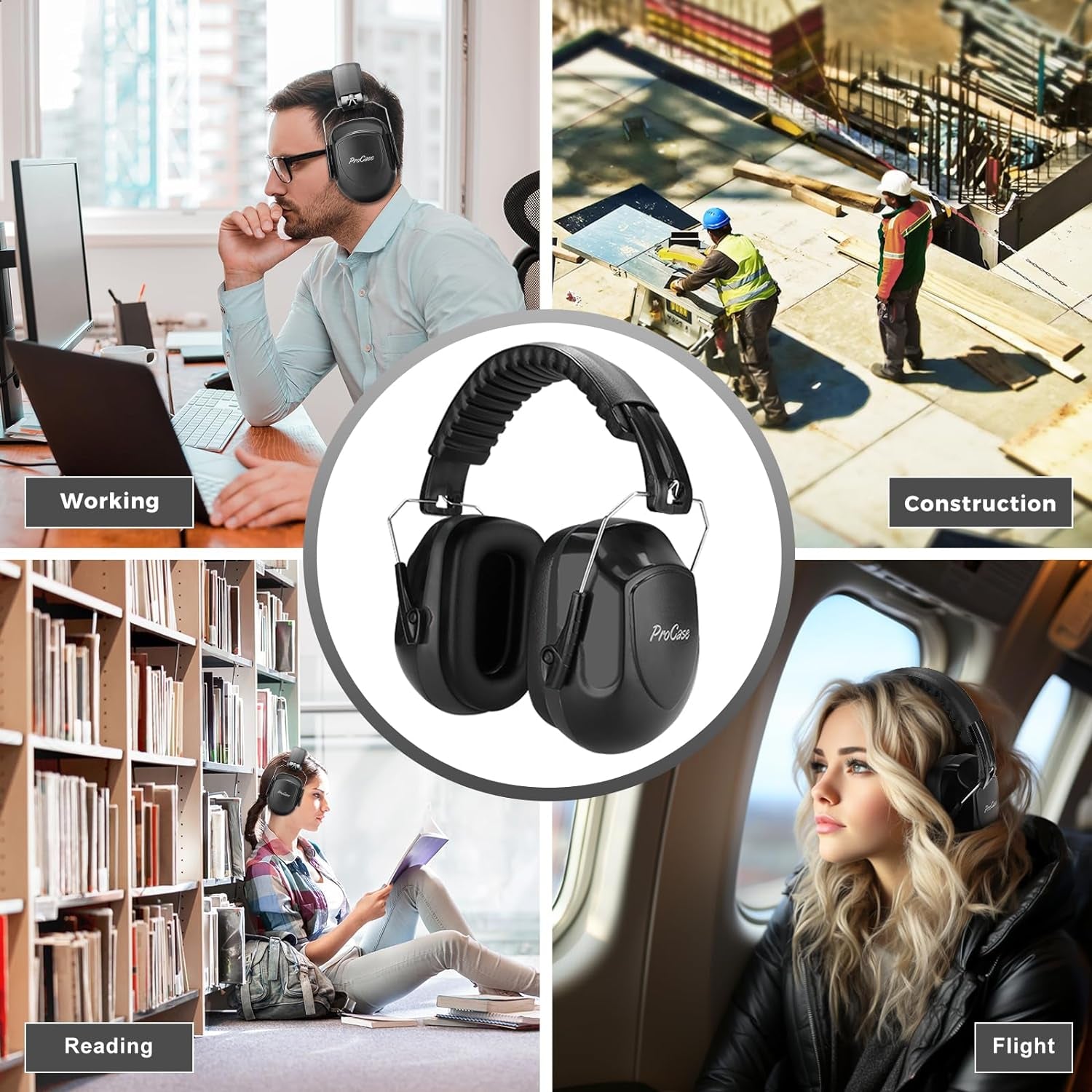 Cuffie Antirumore, NRR 28 Db Cuffie Antirumore per Ambito Lavorativo, Lavoro Sul Trattore, Isolanti per Studiare, Falciatura, Sparare, Aereo, Muscia Forte E Industria Della Costruzio–Tuttonero