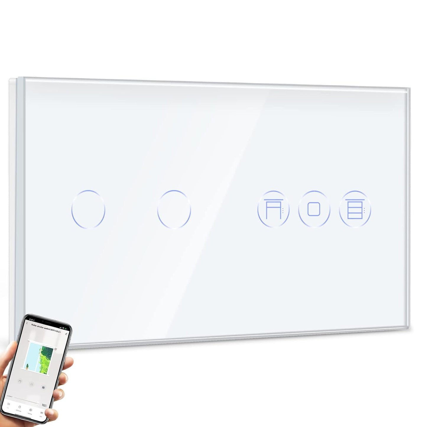Alexa, Interruttore per Tapparelle, 2 Vie, 1 Via, Wifi Touch, Telecomando Con Smart Life/Tuya, Interruttore Smart per Tapparelle, Compatibile Con Alexa E Google Home, Colore: Bianco