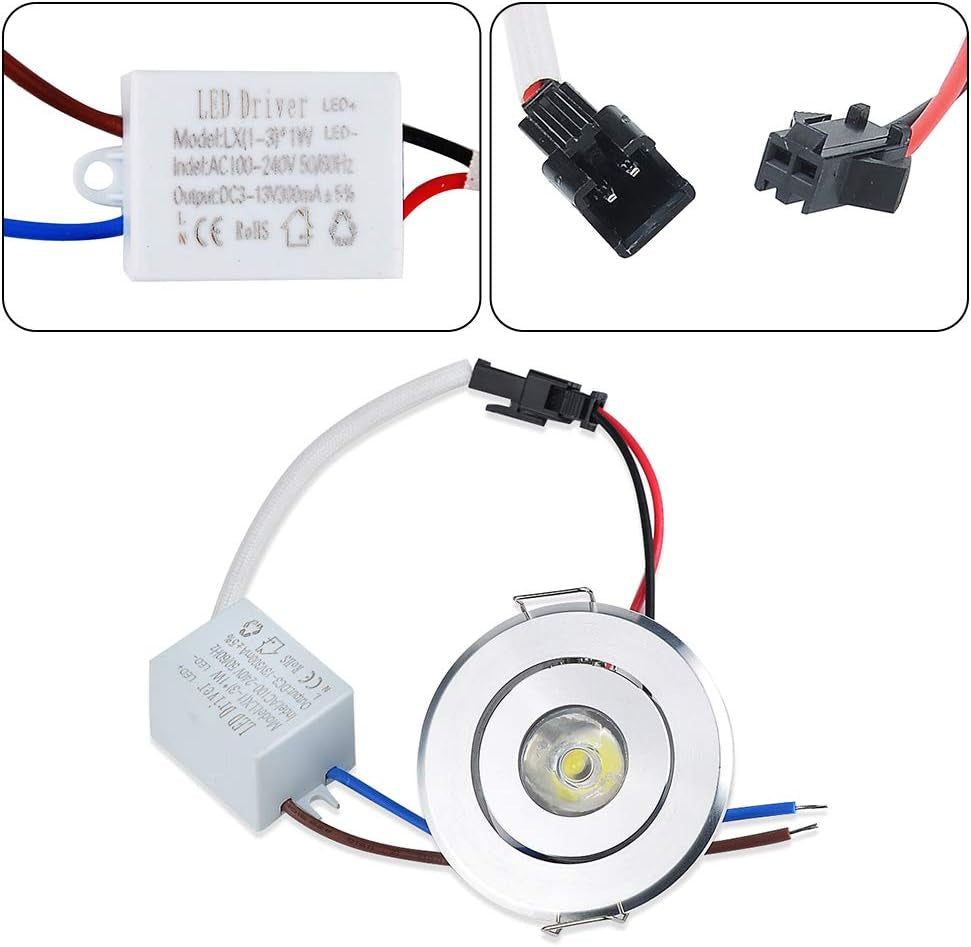 Piccoli Faretti Da Incasso a LED, 10 Pezzi, 1 W, 230 V, Rotondi, Con Trasformatore, Orientabili, Mini Faretti Da Soffitto a LED, 110 Lm, Misura Foro 42-45 Mm