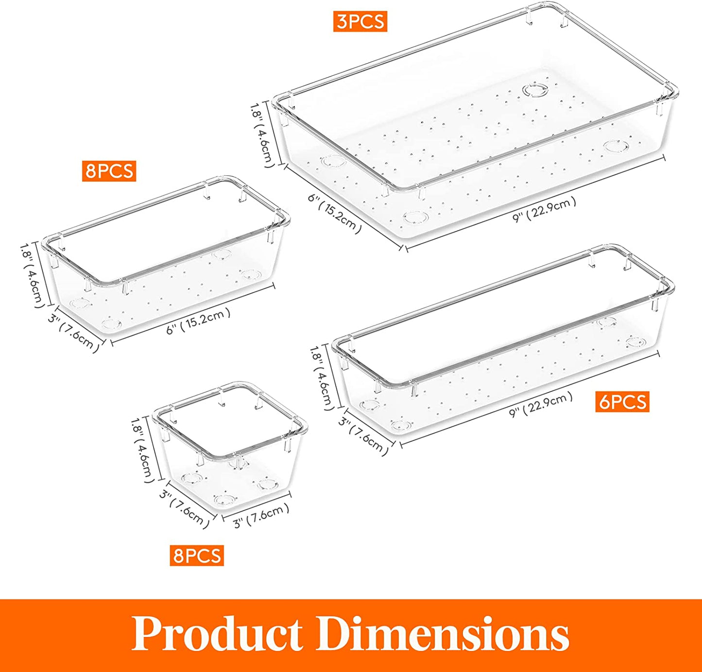 Organizer Cassetti 25 Pezzi Organizer Bagno Divisori per Cassetti Contenitori Impilabili Trucchi Vassoi Stoccaggio Scatole per Scrivania, Camera Da Letto, Bagno, Cucina, Ufficio Chiaro