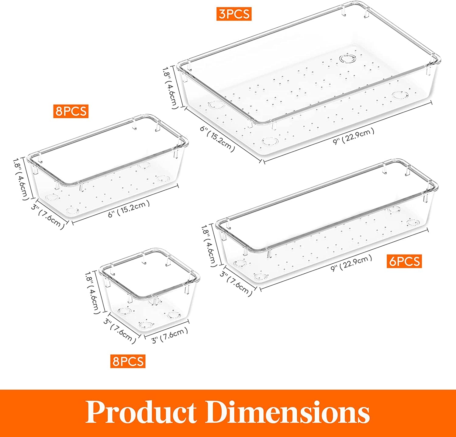 Organizer Cassetti 25 Pezzi Organizer Bagno Divisori per Cassetti Contenitori Impilabili Trucchi Vassoi Stoccaggio Scatole per Scrivania, Camera Da Letto, Bagno, Cucina, Ufficio Chiaro