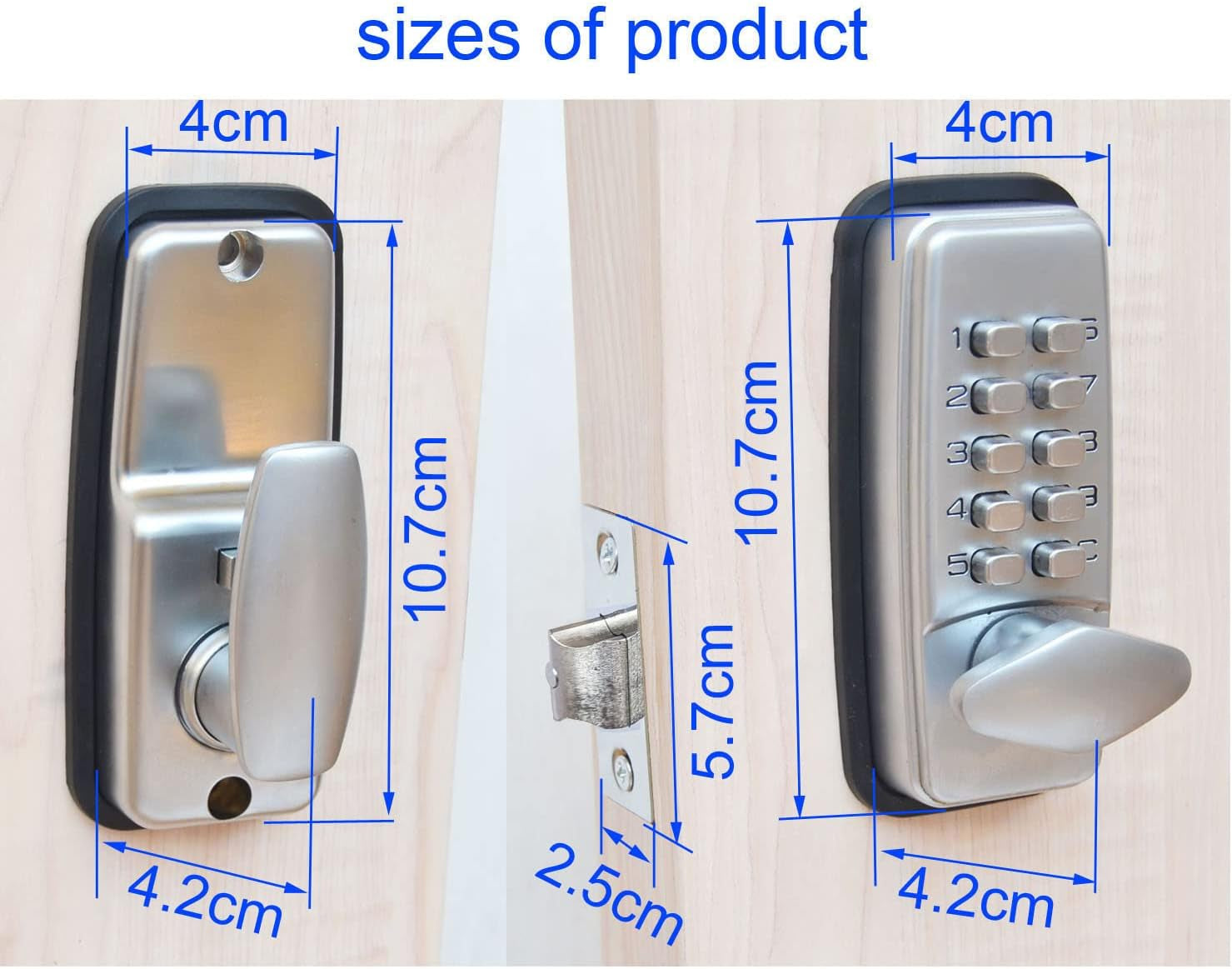 Serratura per Porta Con Codice Digitale, Cromata, Resistente Alle Intemperie, Con Combinazione Di Tasti Codificati, Colore Nero O Argento (Argento)