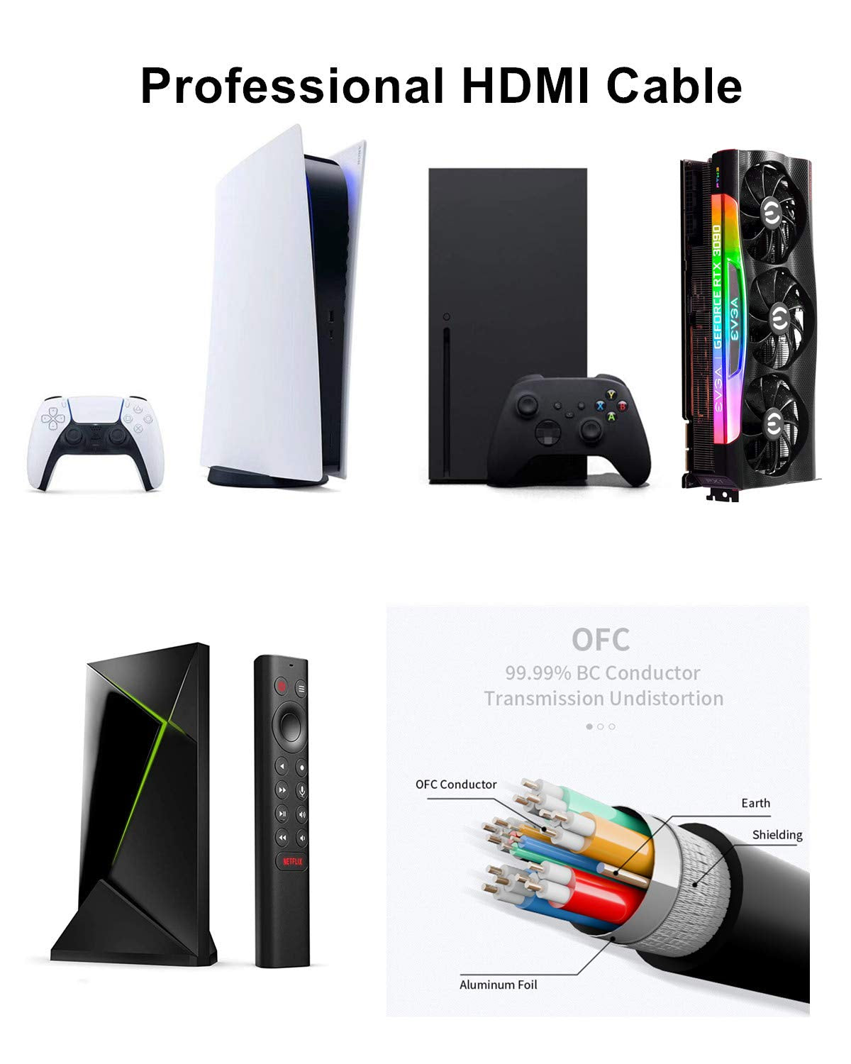 8K Cavo HDMI 15M, Nylon Intrecciato Cavo HDMI Ad Alta Velocità 4K 120Hz 8K 60Hz 10Bit Earc Dolby Atmos HDR10+ HDCP2.3 Compatibile per PC Da Gioco TV Soundbar Monitor Laptop Mac PS5 Xbox