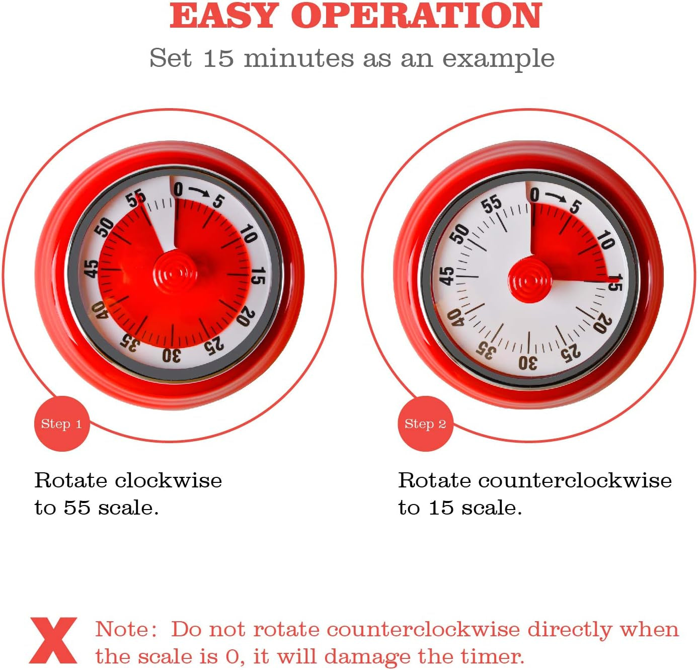 Kitchen Timer Rappel Gérer Les Minuteries Minuterie Mécanique Rotative À 360 Degrés Compte À Rebours De Cuisson Réveil De Cuisine Réfrigérateur Magnétique Pour La Cuisine,L'Apprentissage