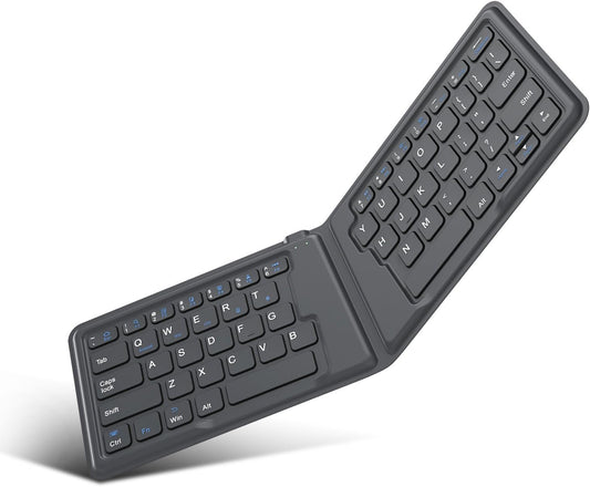 Tastiera Universale Pieghevole, Ultra Sottile Tastiera Wireless Bluetooth Portatile Ricariabile, in Versione Americana/Internazionale, per I Smartphone Ios, Android E Windows, Grigio