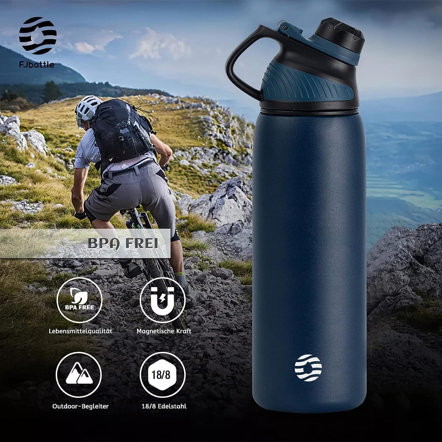 Borraccia Termica Con Tappo Magnetico 1L, 800Ml, 600Ml, 400Ml Bottiglia Termica per Bambini - Senza Bpa/Senza Perdite Borracce Acciaio Inox per Scuola, Sport, Palestra, Ciclismo