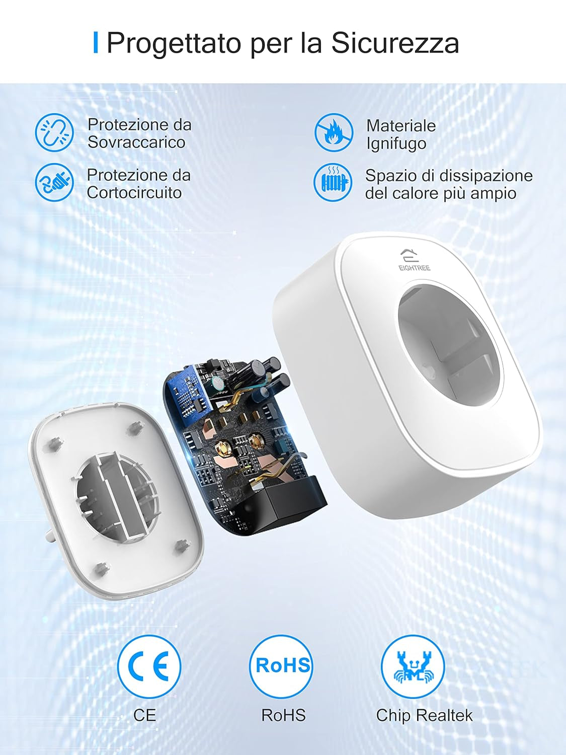 Presa Smart Alexa , Presa Wifi(Schuko), Presa Intelligente Con Monitoraggio Energia, Presa Temporizzata, Controllo Remoto, Compatibile Con Alexa, Google Home E Smartthings, 16A 3680W, 4 Pezzi