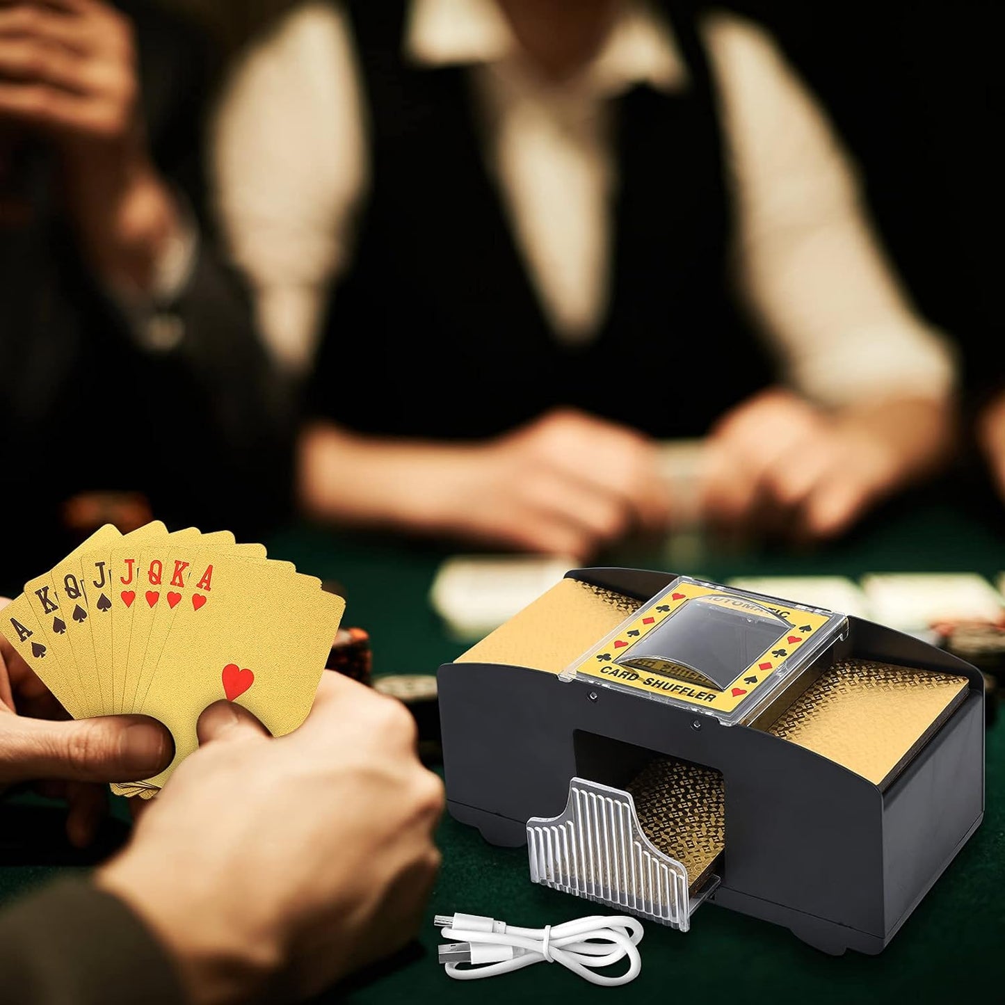 Carta Shuffler, Macchina Automatica Shuffler 2 Deck, Funzionamento a Batteria/Ricarica USB - Una/Due Deck Card Shuffle Sorter, Casinò Elettronico Poker Card Shuffling