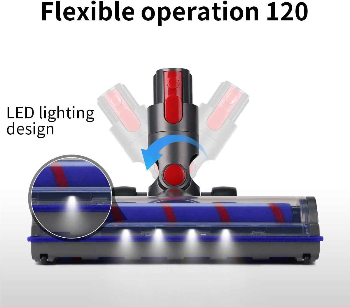 Spazzola Morbida per Aspirapolvere Dyson V7 V8 V10 V11 V15，Accessori Spazzola Di Ricambio E Con 4 Luci per Pavimenti in Legno Duro