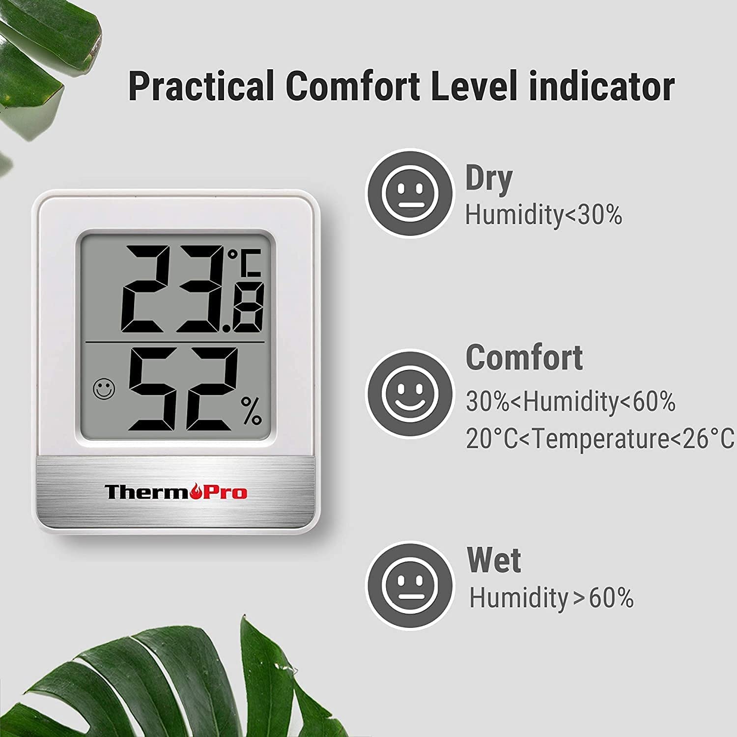 TP49-3 Piccolo Igrometro Digitale Termometro Interno Termometro Dell'Atmosfera Monitor Di Temperatura E Umidometro per Il Comfort Home Office Termometro Di Rettile, 3 Pezzi