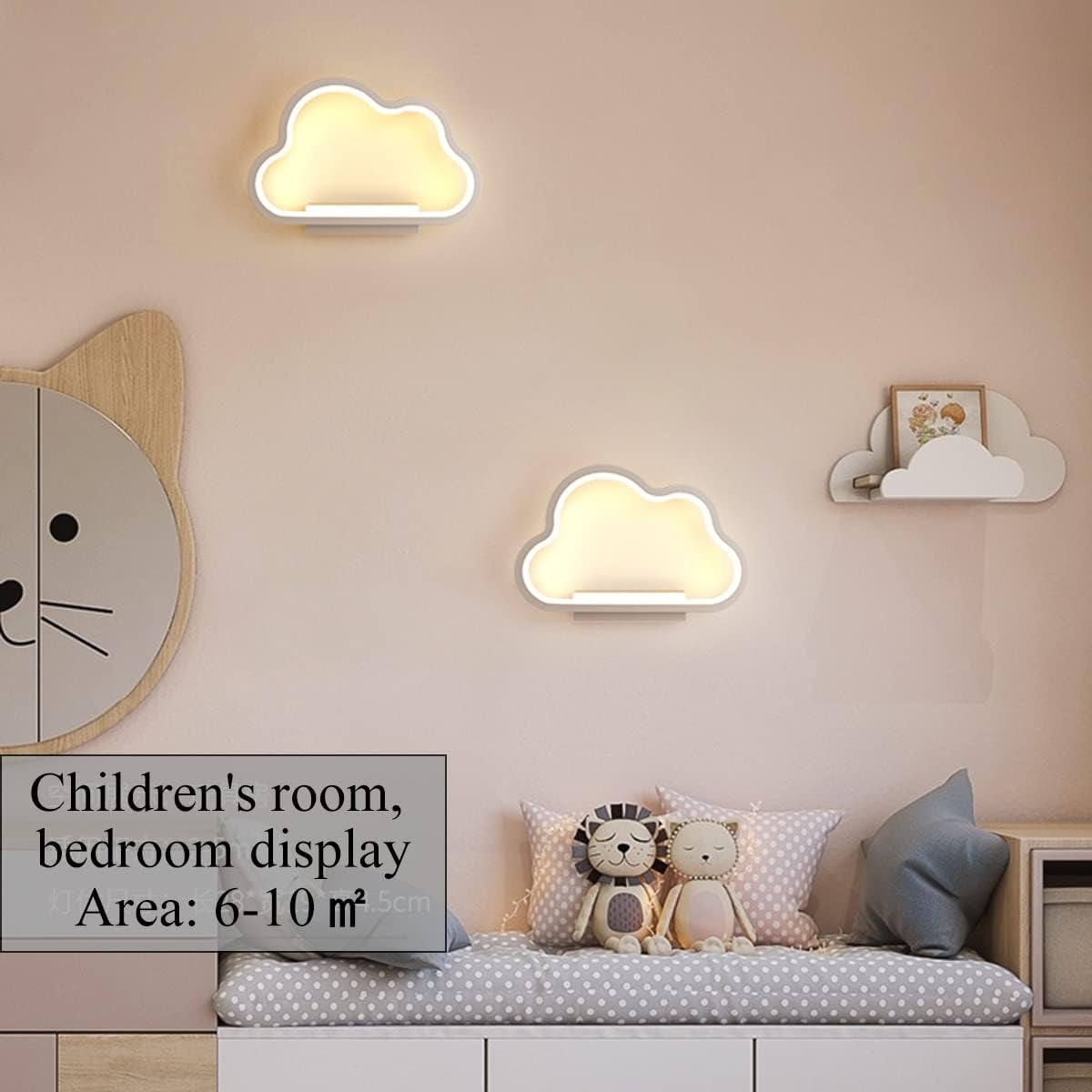 20W Applique Da Parete Interno,Semplice Lampada Da Parete LED a Forma Di Nuvola,Dimmerabile Tricolore Bianco Caldo-Bianco Naturale-Bianco Freddo,Ra≥85,Per Cameretta Bambini, Camera(Bianco)