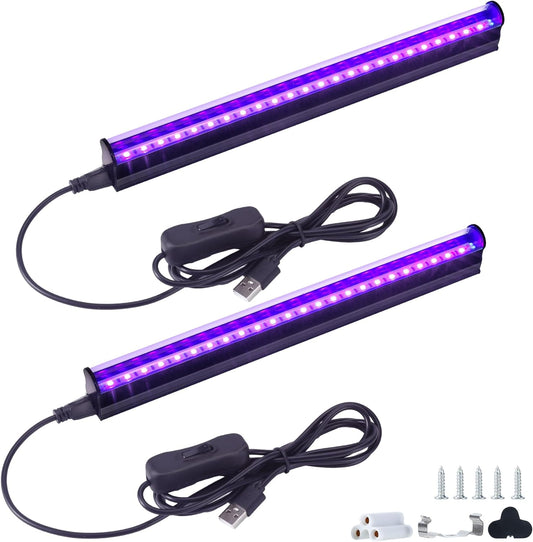 2 Pack 8 W Barra LED UV, Lampada Di Luce Nera, Portatile 385-400 Nm Blacklight Luce UV, per Halloween Natale Disco DJ Body Fluorescente Neon Pigmenti Reattivi Party Club Lampada UV a Luce Nera