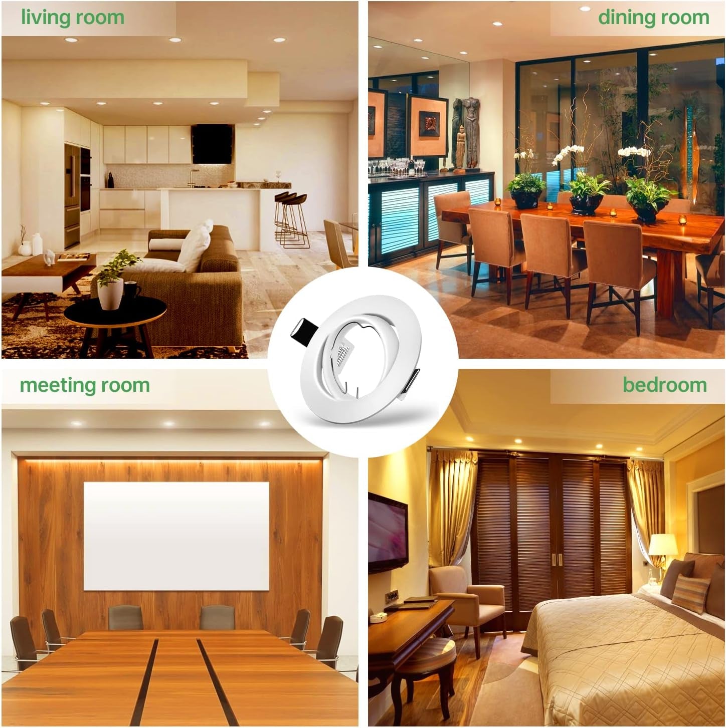 Cornice Faretto Incasso Cartongesso Gu10,Portafaretto Da Incasso Rotondo Bianco,Faretti Led Da Incasso per Cartongesso Incl.Portalampada Gu10,Orientabili a 35°,Per 50Mm LED E Alogeno,Set Da 20