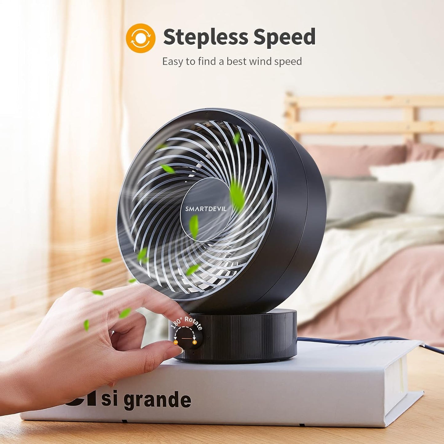 Ventilatore Usb,Ventilatori Da Tavolo Mini USB Ventilatore Silenzioso 180 Tipi Di Velocità Del Vento, Portatile Del Può Regolare Su E Giù 20°, per Scrivania/Casa/Viaggiare-Nero
