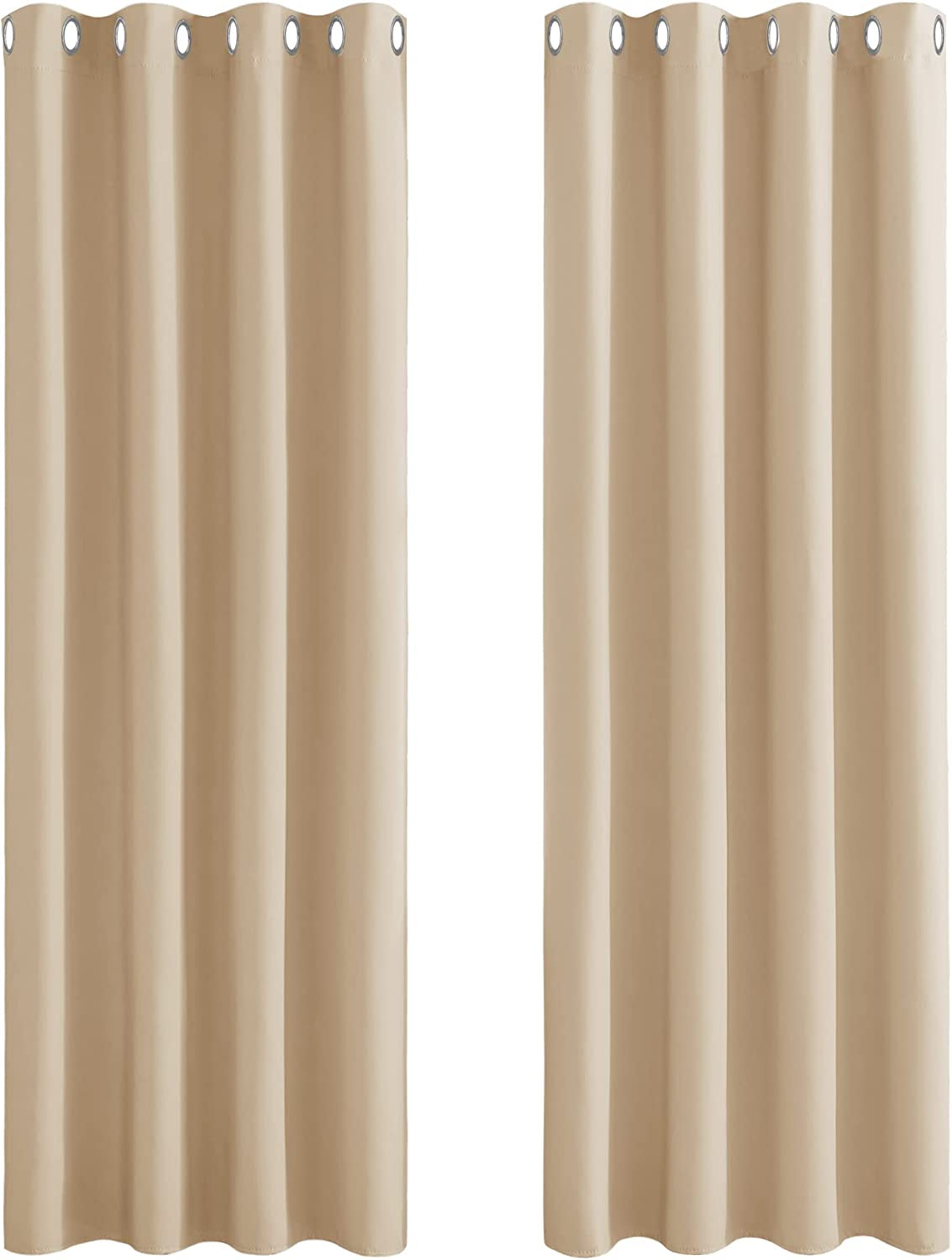 Tenda Oscurante Ad Anelli - Tende Termiche Isolanti per Interni Tenda Cameretta Bambino Tende Beige per Soggiorno Tende Salotto Moderne 2 Pezzi L 132 X a 210 Cm