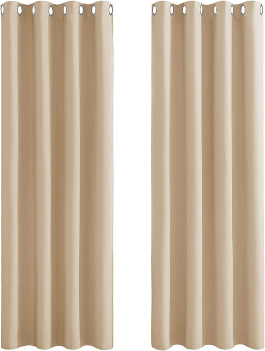 Tenda Oscurante Ad Anelli - Tende Termiche Isolanti per Interni Tenda Cameretta Bambino Tende Beige per Soggiorno Tende Salotto Moderne 2 Pezzi L 132 X a 210 Cm