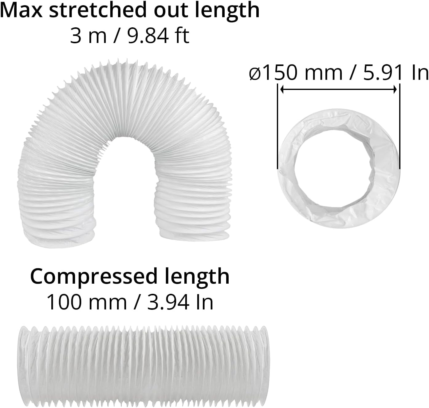 Tubo Flessibile in PVC, 15,2 X 3 M, Tubo Di Raccolta Della Polvere, Tubo Flessibile per Aspirapolvere, Tubo Flessibile per Condotto Dell'Aria, Tubo in Plastica per Raccogliere Polveri, Tubo Flessibile