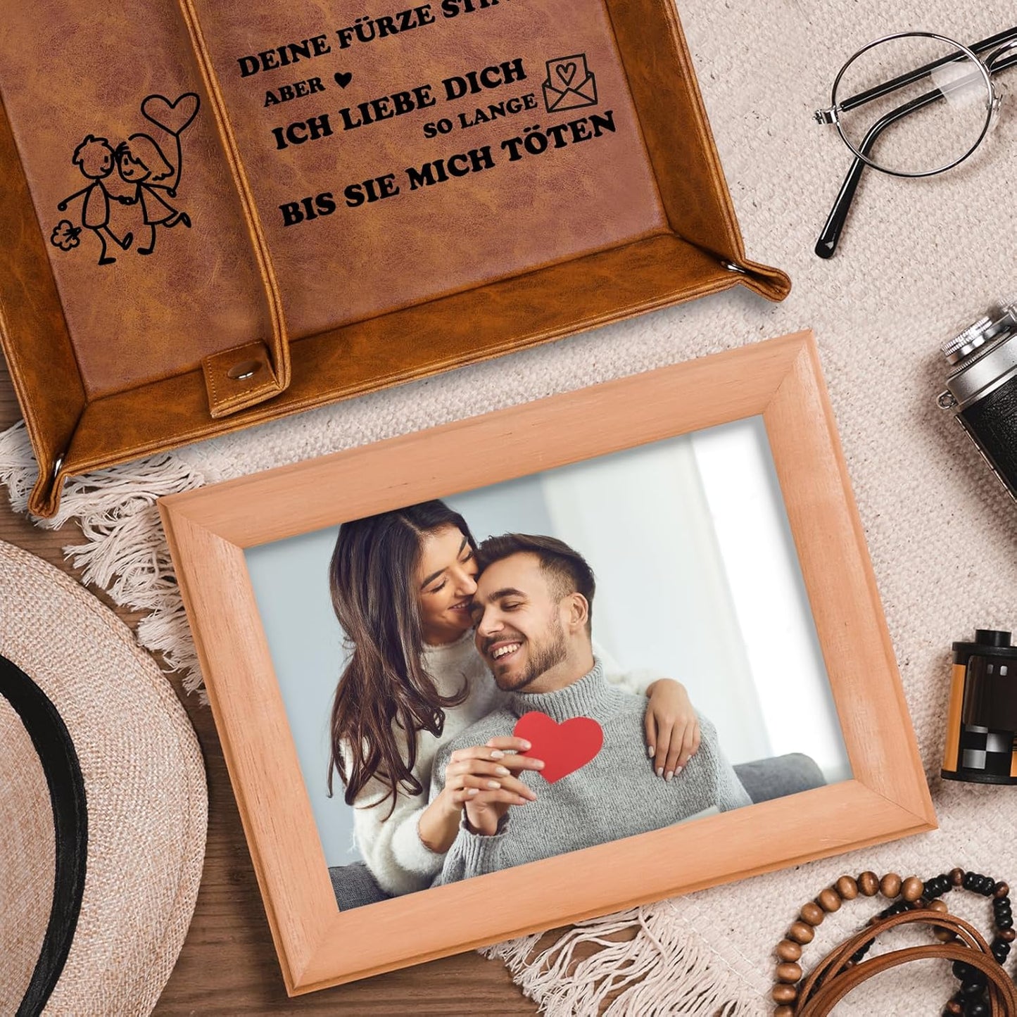 Ich Liebe Dich Partner Regali Für Männer Freund Luhn Weihnachten, Leder Desktop Organizer Organizer Vassoio Vassoio per Marito, Regalo Di Gnomo, Gioielli Chiave Svuotata