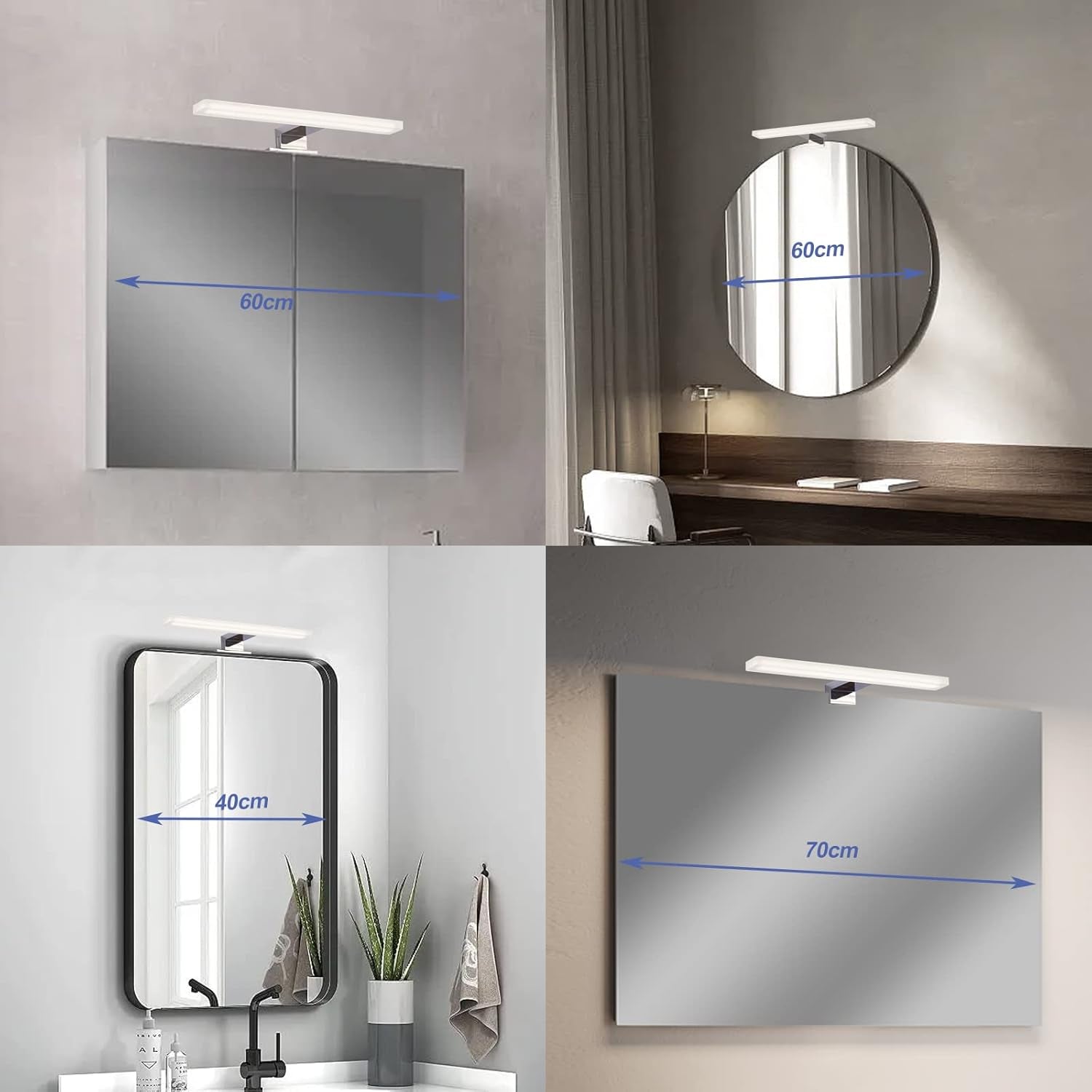 Luce Specchio Bagno Led, 5W 600Lm 30Cm, Lampada Specchio Bagno Parete, Bianco Naturale 4000K, Illuminazione Armadietto Specchio 230V IP44 Lampada Specchio Bagno ... (30Cm-4000K)