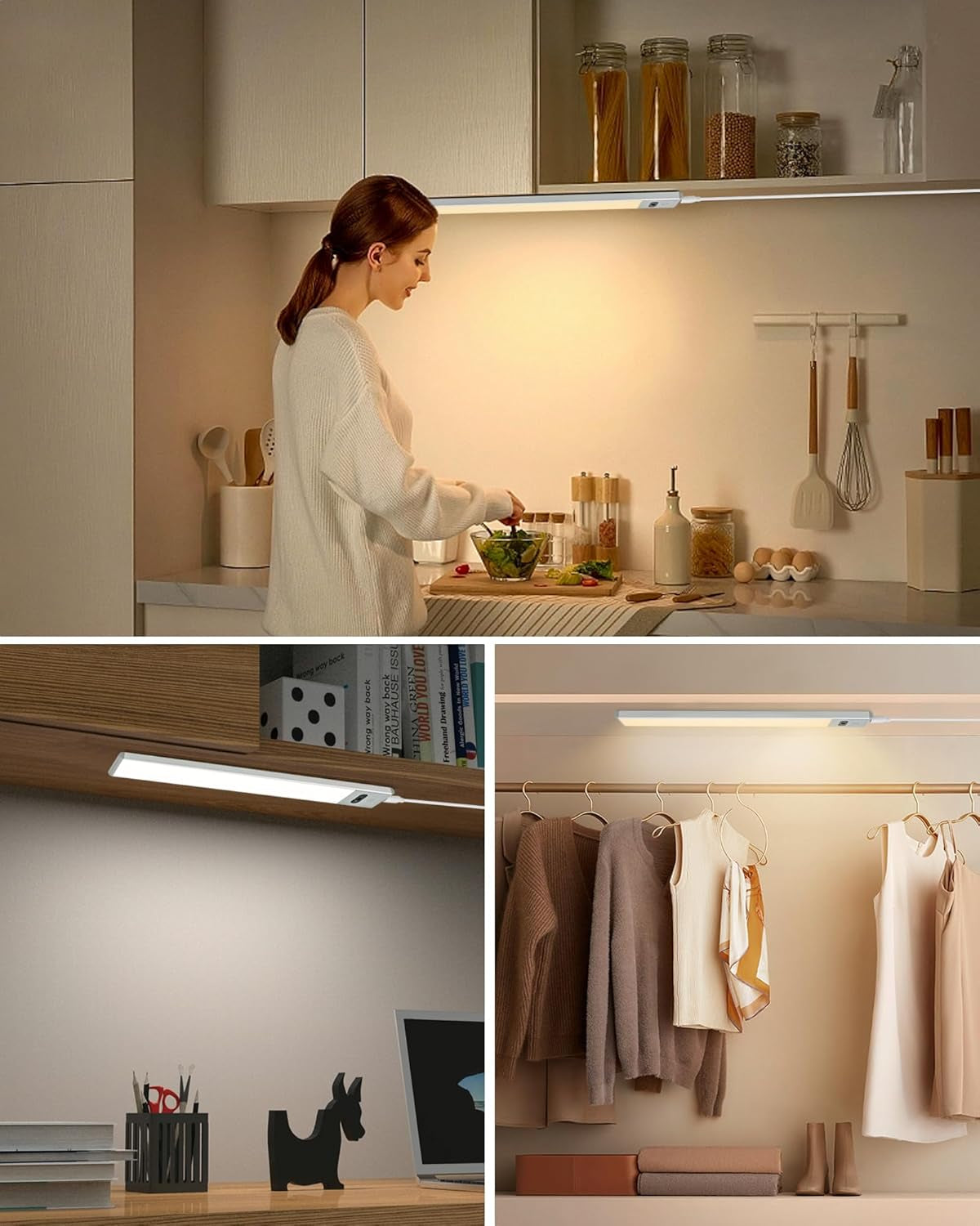 Lampada Da Incasso Da Cucina a LED, Dimmerabile, 30 Cm, Con Sensore Senza Contatto, Illuminazione Da Cucina, 3 Colori, 3000/4000/6000 K, per Armadio, Banco Da Lavoro