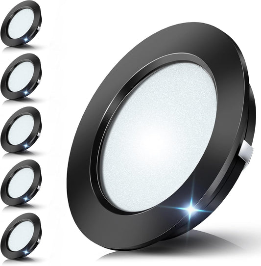6 Pezzi Alluminio Faretti Da Incasso 12V Soffitto LED Integrati Dimmerabile 3W 4000K Foro 60-65Mm per Camper Barca Roulotte Furgone Yacht Mobile Cartongesso Con Cavo Da 1M, Nero